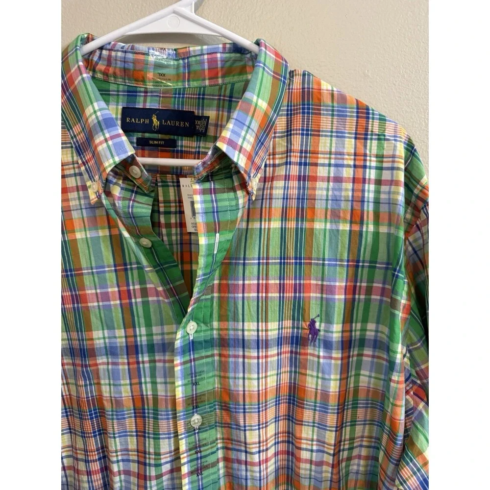 Y2k vibe 🚨Polo Ralph Lauren 🤑Madras Plaid‎ Button Down Shirt Retro Preppy